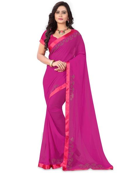 Deep Rani Pink Pre-stitched Blended Silk Saree, प्योर सिल्क साड़ी - Shivam  E-Commerce, Surat | ID: 2849926541873