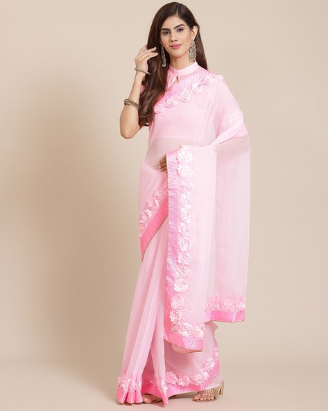 Pink Saree Online- Buy Pink Color Designer Saree at Kreeva