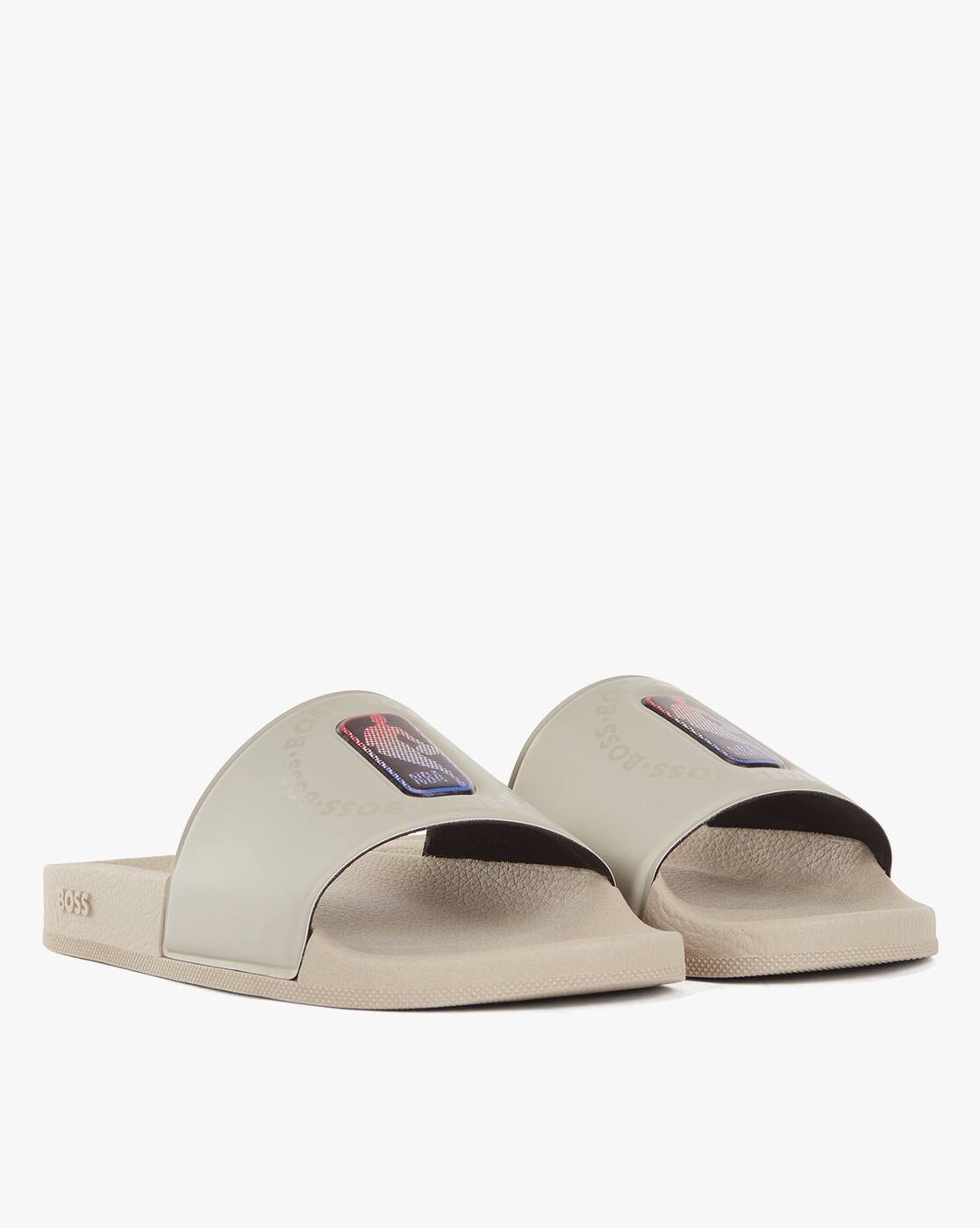 Buy HUGO BOSS Collaborative Brand Print NBA Slides | White Color Men | AJIO  LUXE