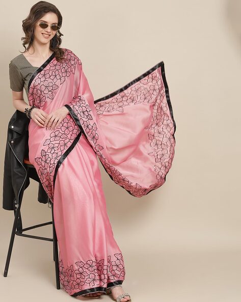 Buy Black Sarees for Women by VIVERA Online | Ajio.com