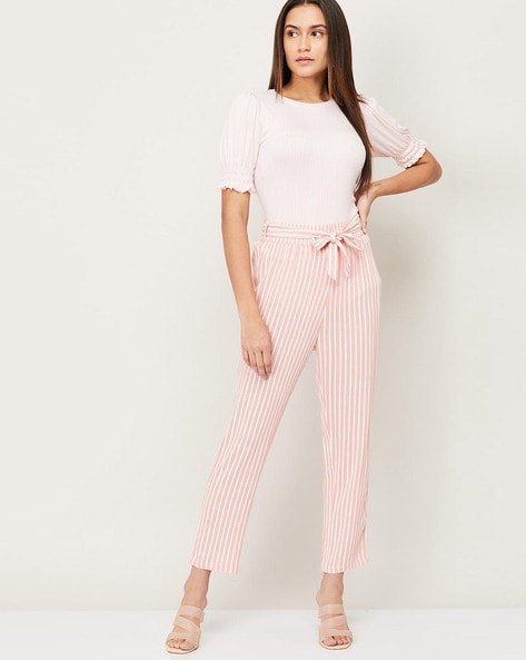 Montpellier Pink Striped Straight Leg Pants | La petite garçonne