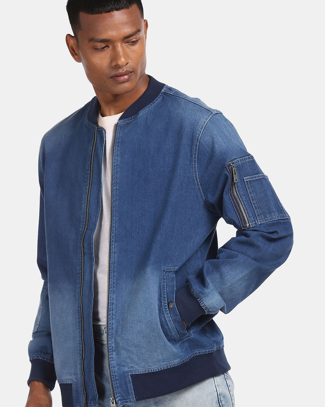 Bomber denim clearance jacket mens