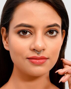 Gold Plated Traditional Ethnic Bridal Nose Ring/Nath without piercing with  Pearl Chain, Stone for Women/Girls