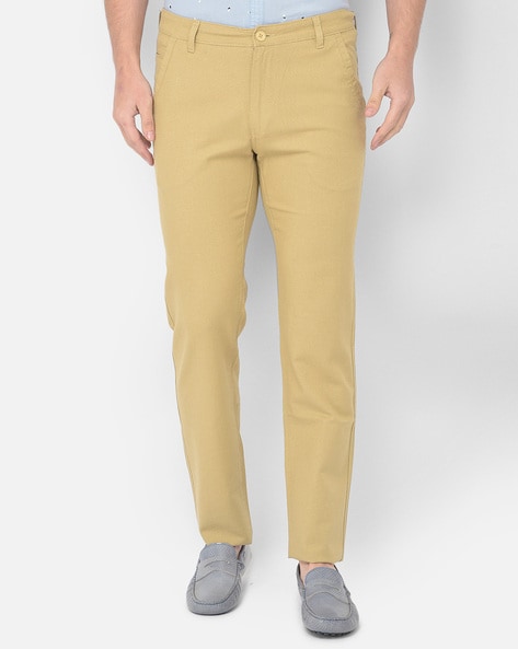 Buy AZOV W.Stallion Men's Slim Fit Light Camel Color Trouser at Amazon.in