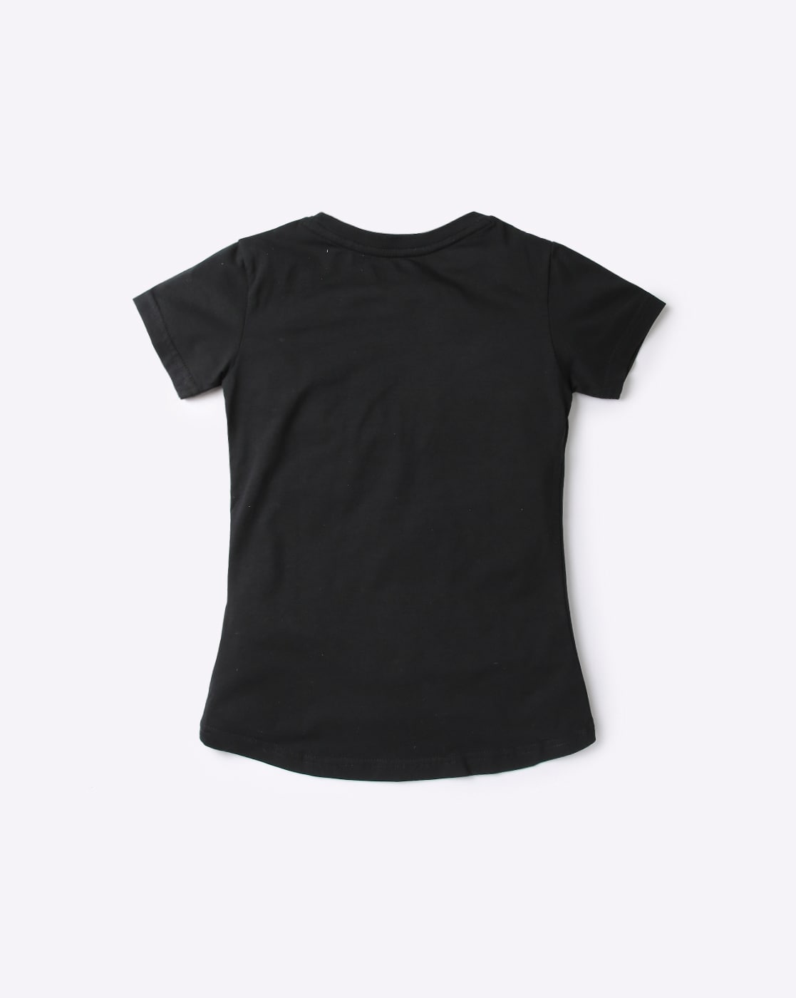 Plain black t shirt shop front and back for girls