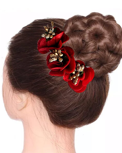 Buy JAMPAK Red Fabric Rose Flower Hair Clip For Womenrose clip Online at  Low Prices in India  Amazonin