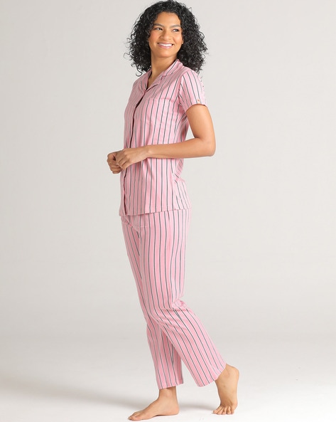 Pink white striped clearance pyjamas