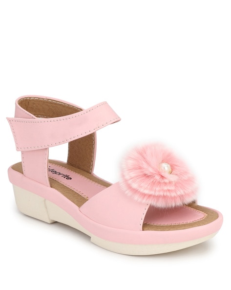 Ruffle Lady Miss - Pink/Red Dash | Platform slingback sandal | Fluevog Shoes