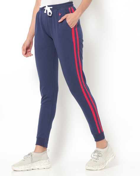 red stripe joggers womens