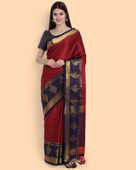 Red Mysore Silk Saree - Deepamsilksbangalore