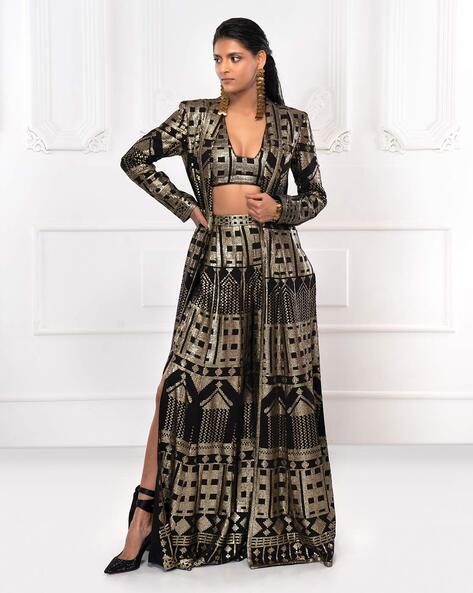 Palazzo Pant Suit with Long Jacket  Bethnica  an online shop of curated  collection of Indian ethnic fashion