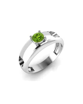 iski uski White Gold Peridot Studded Aadhi Solitaire Ring-picture-18