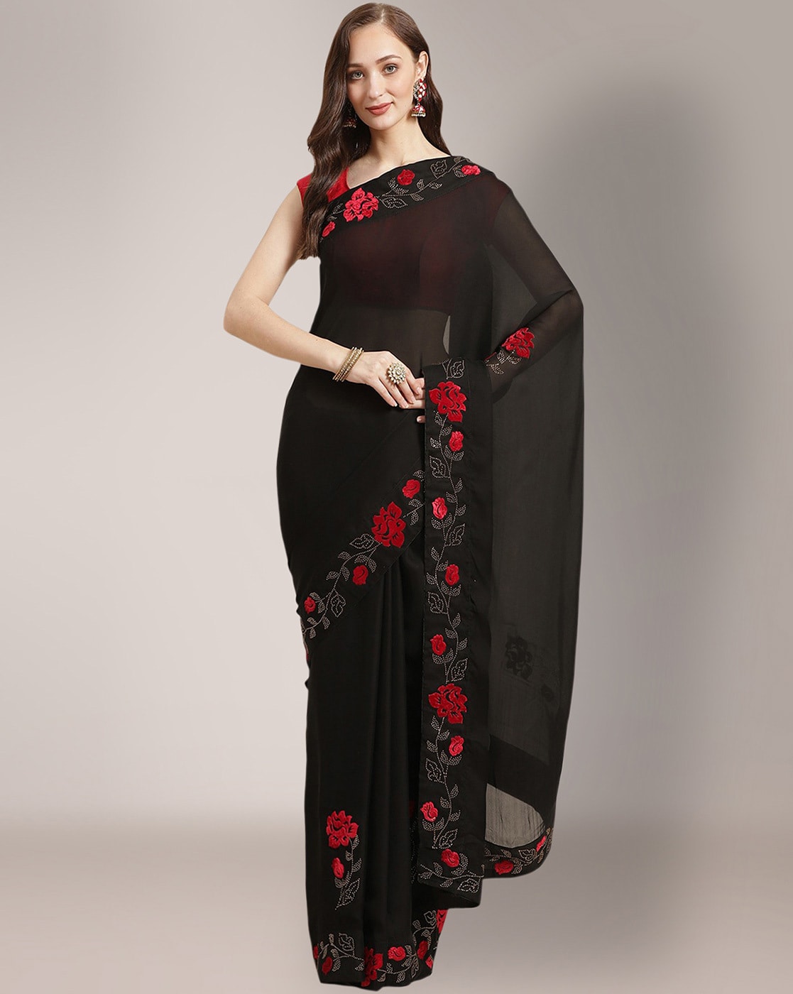 Buy Black Plain Sarees Online for Women in Malaysia