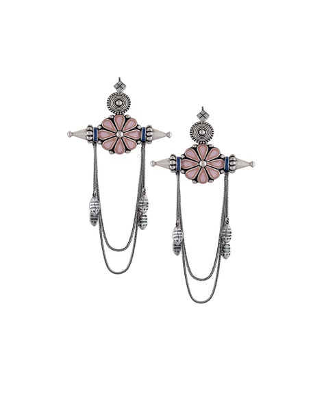 Buy Pink Engineered Stones Gulmohar Moon Embellished Earrings by Aulerth X Tribe  Amrapali Online at Aza Fashions.