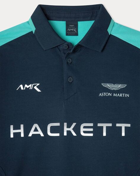 Buy Hackett London Aston Martin Tour Slim Fit Polo T-Shirt Navy Color Men | AJIO LUXE