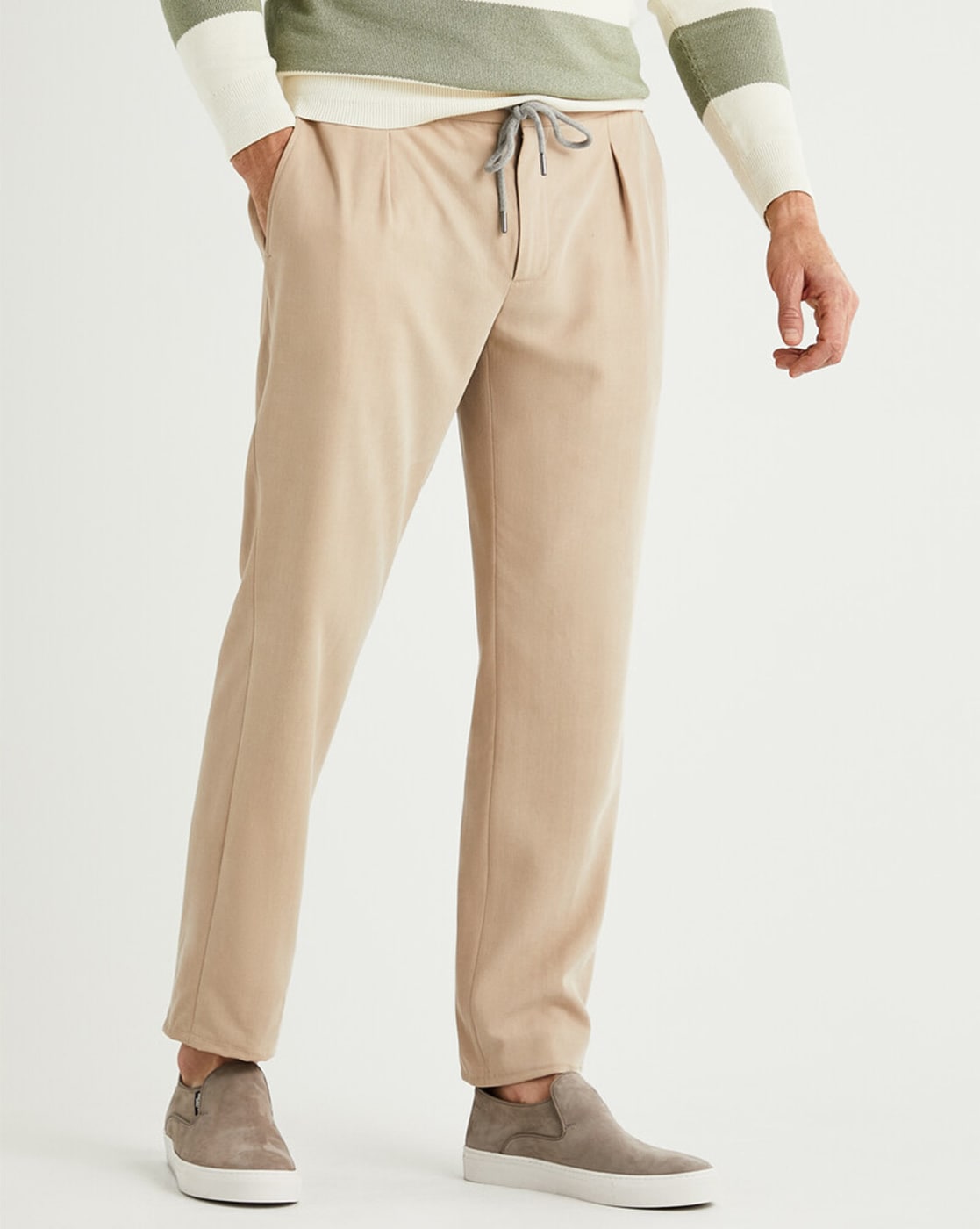 BASICS TAPERED FIT SKYRIDE BLUE COTTON STRETCH TROUSERS-23BTR50203