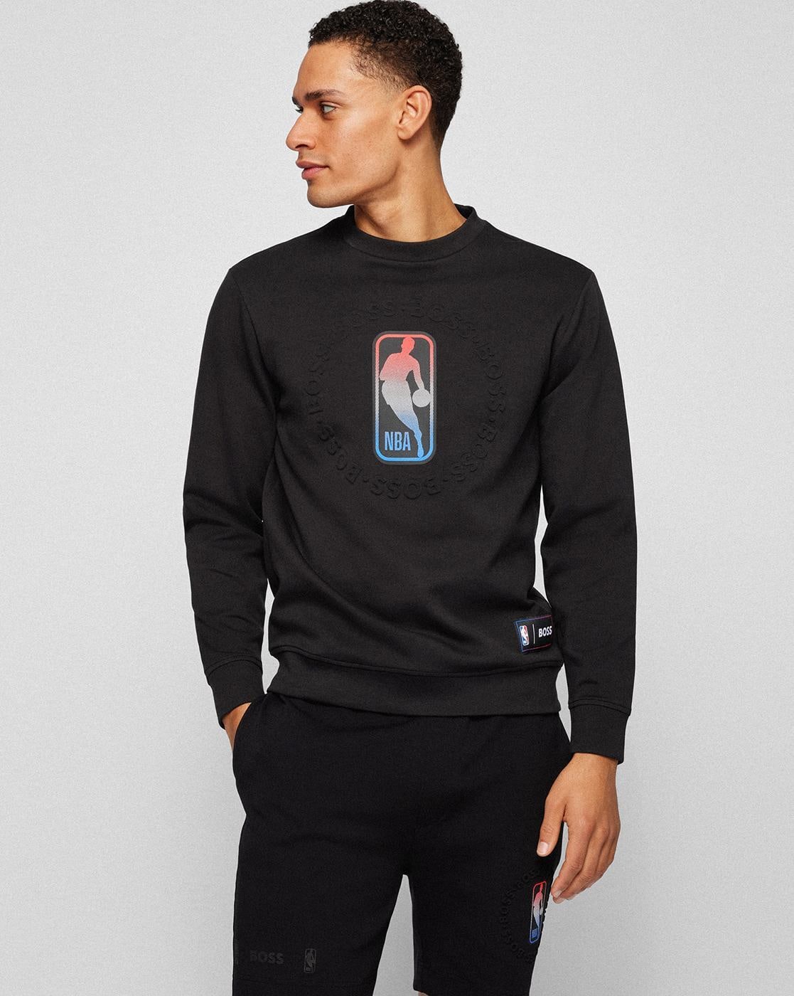 BOSS - BOSS & NBA stretch-fleece zip-neck sweatshirt