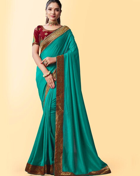 Buy Green Sarees for Women by ZIKARAA Online