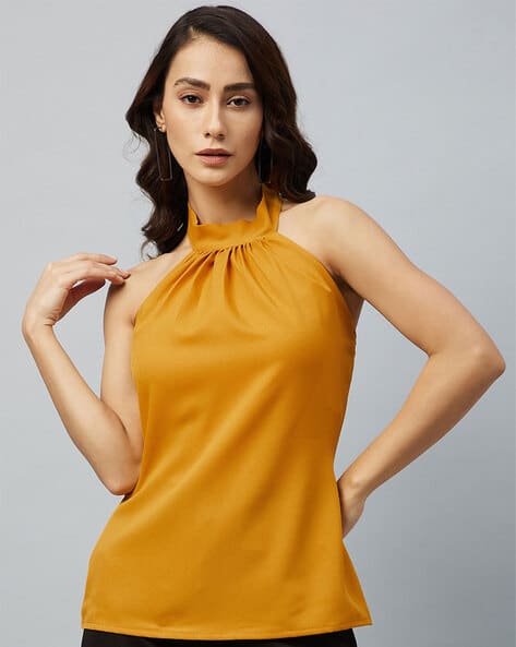 High-Neck Top with Sleevless
