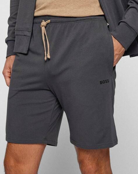 Buy BOSS Shorts with Elasticated Drawstring Waist, Grey Color Men