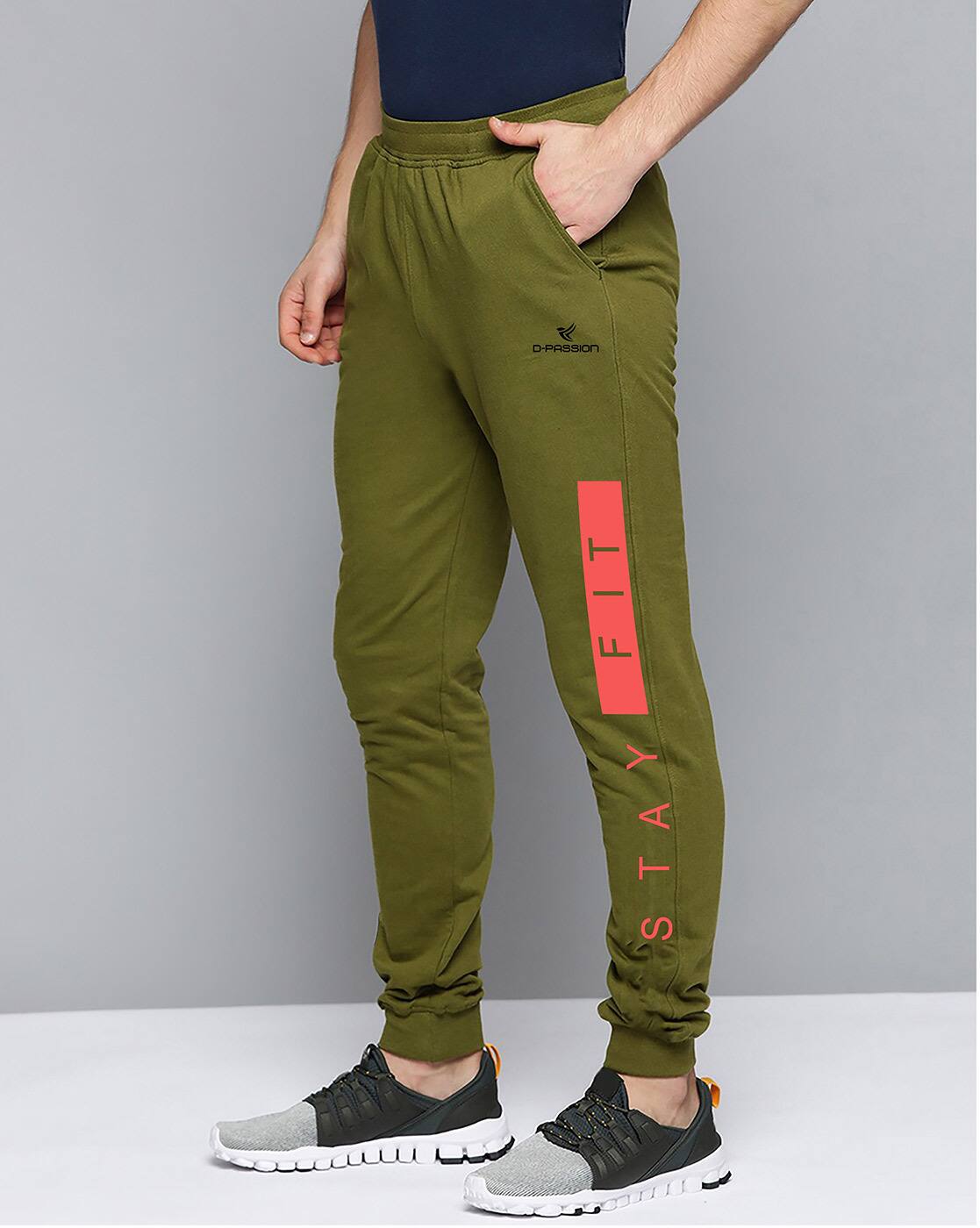 Green Track Pants for Men by D-PASSION 