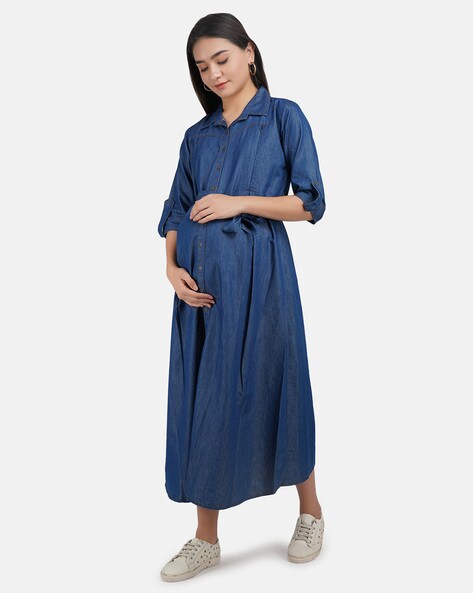 blue maternity robe