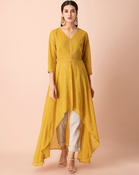 Buy Yellow A-Line Kurtas for Women Online in India - Indya