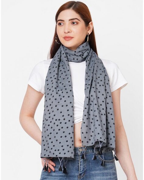 Star Print Scarf with Tassels Price in India