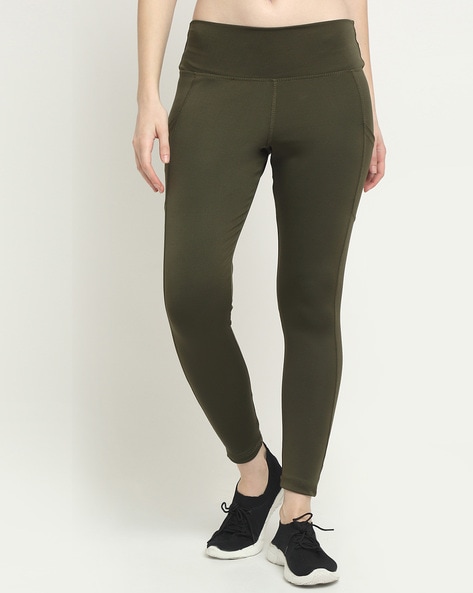 MW20 Microfiber Elastane Stretch Performance Leggings with Broad Waistband  and Stay Dry Technology