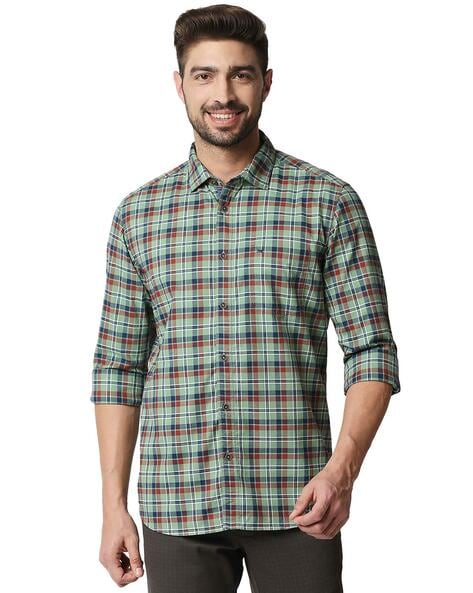 Basics Men Checked Slim Fit Shirt