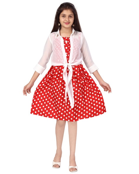 red and white polka dot skater dress