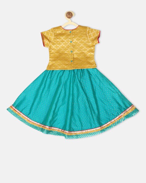 Buy Cotton Silk 3 Piece Lehenga Set for Kids Online at Fabindia | 10704669