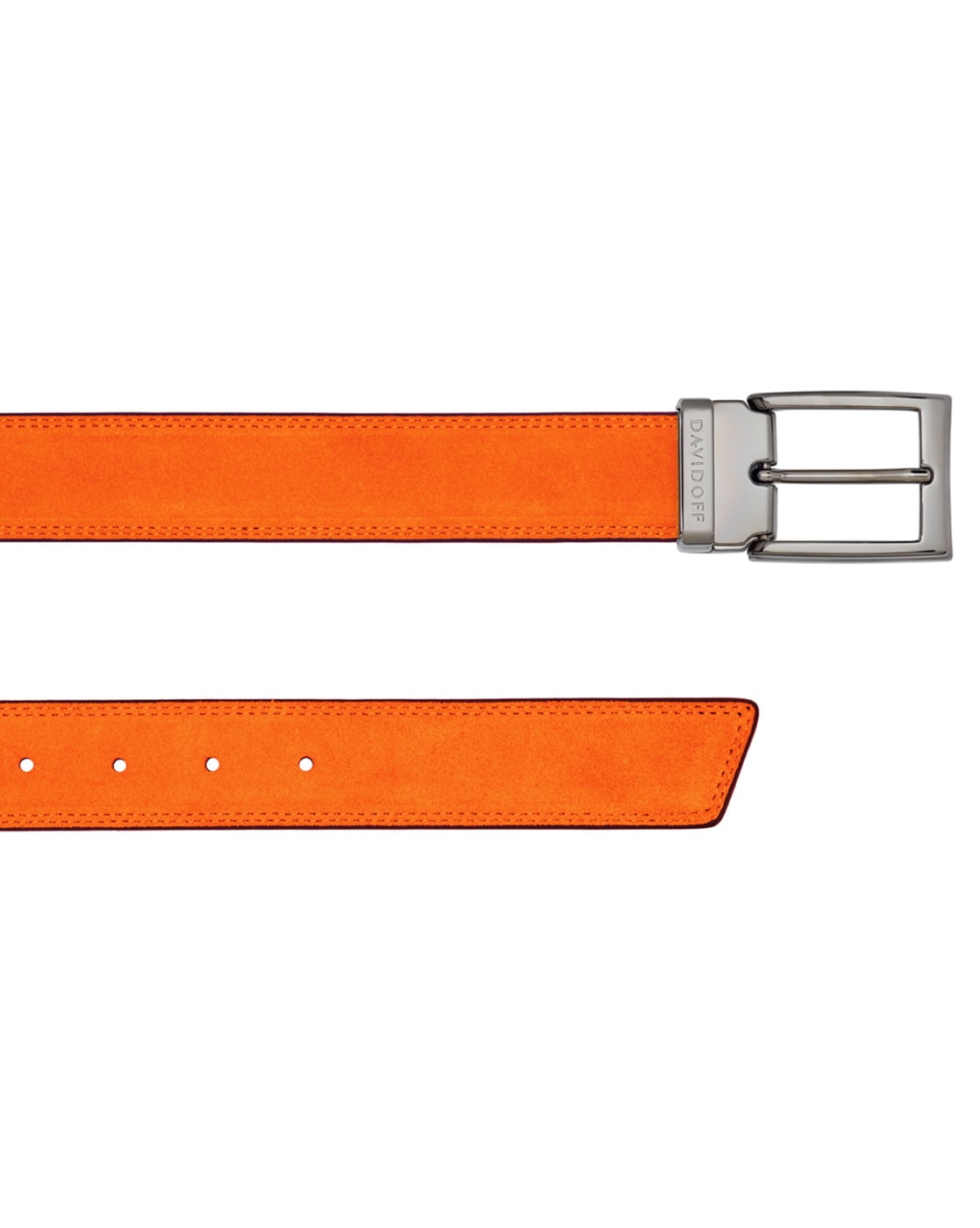 Buy DAVIDOFF 23456 Essential Orange Leather Belt With Logo Buckle, Orange  Color Men