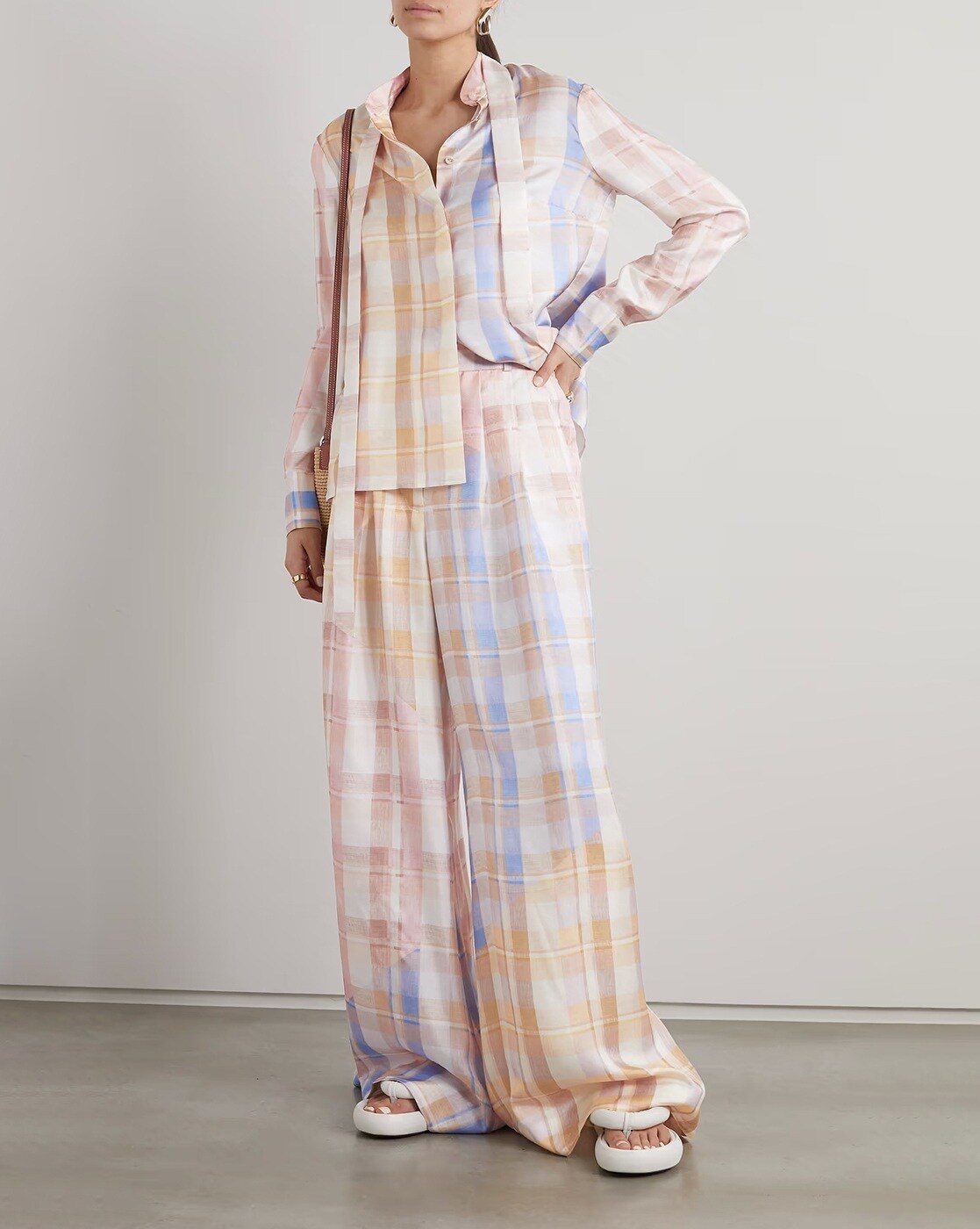 Buy Zimmermann Dancer Checked Silk Wide-Leg Pants at Redfynd