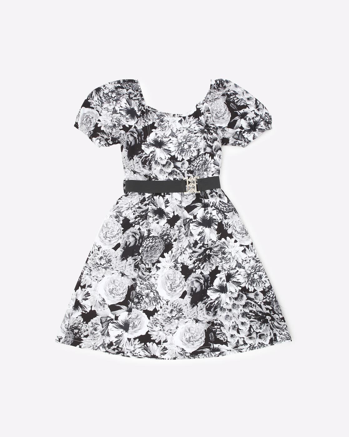 Girls Dresses Online_Faye Pleated Black & White Dress - faye