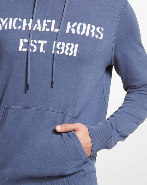 Buy Michael Kors Logo Linen Hoodie Blue Color Men AJIO LUXE