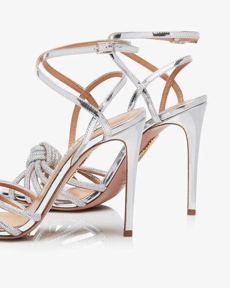 Silver strappy high heels new arrivals