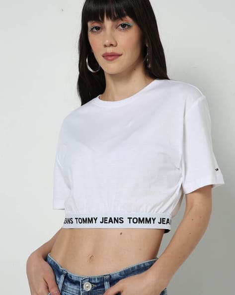 Crew-Neck T-shirt with Logo Taping