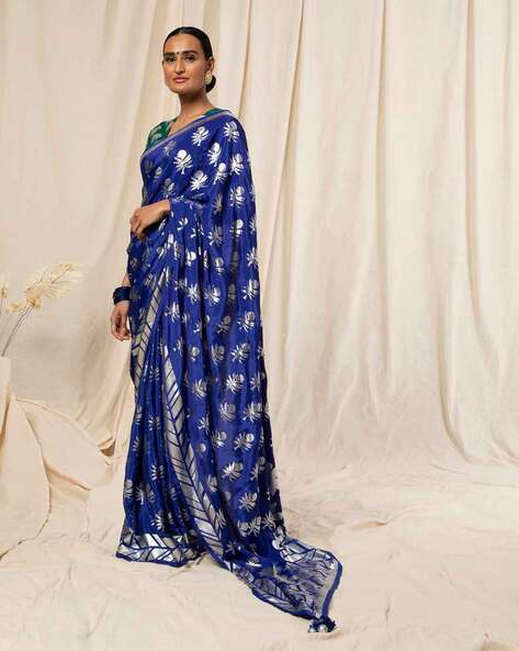 Shop Floral Blue Saree Online – House Of Masaba