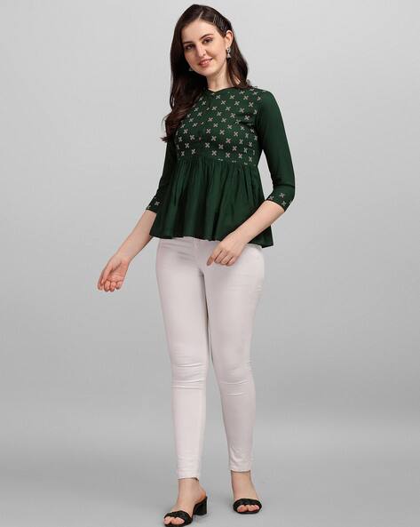 dark green peplum top