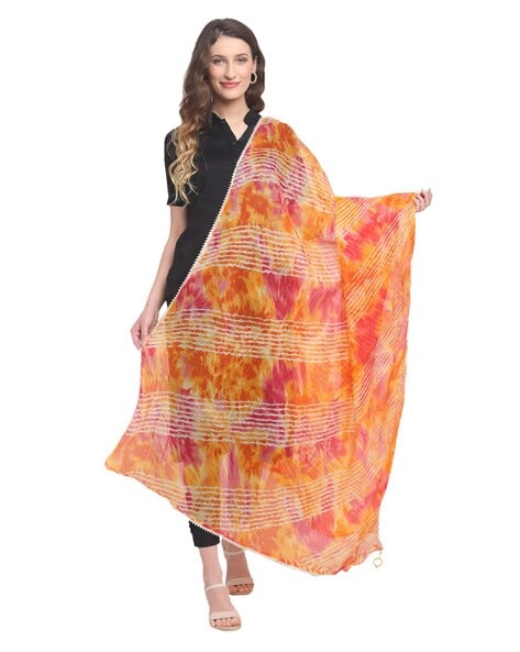 Striped Dupatta with Contrast Border Price in India