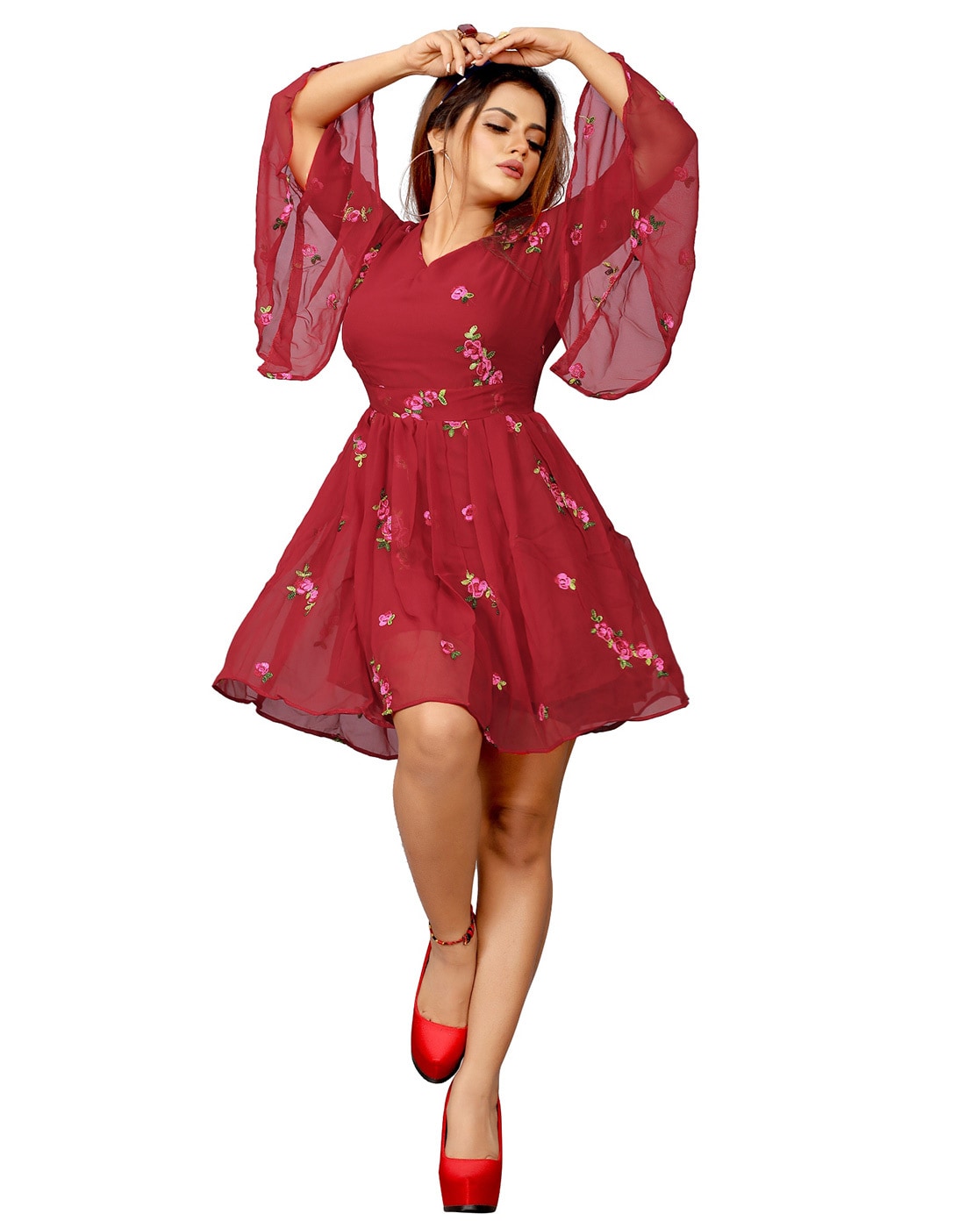 Returned Affections Burgundy Red Floral Midi Dress – Shop the Mint