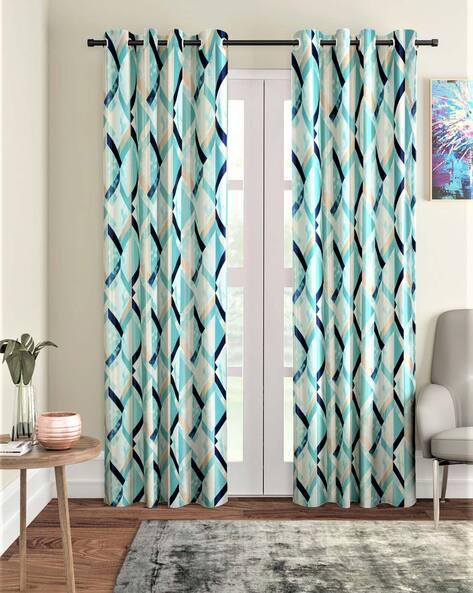 Kitchen By Home Sizzler, Aqua And Gray Chevron Curtains
