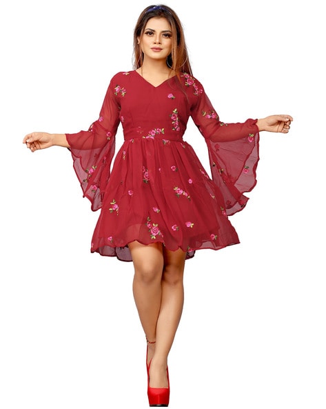 Red Crepe Dress - Mini Bodycon Dress - Cap Sleeve Dress - Lulus