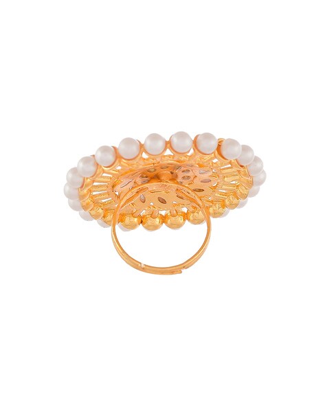 Shiny Curved Floral 18K Gold + Diamond Ring – Andaaz Jewelers