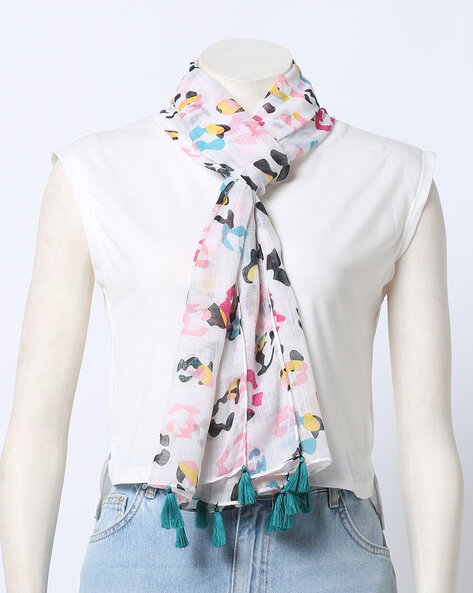 Printed Scarf with Tassels Price in India