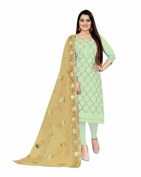 Embroidered Unstitched Dress Material Price in India