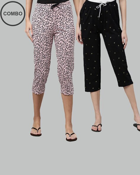 Buy Pink & Black Trousers & Pants for Women by Kryptic Online