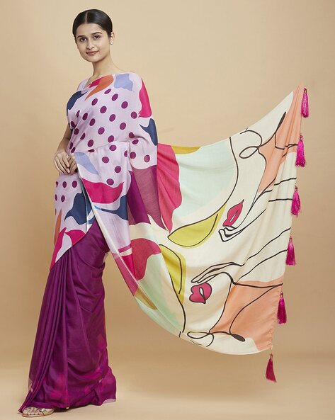 Banglori Silk Green And Pink Floral Printed Organza Saree With Blouse at Rs  1055 in Surat