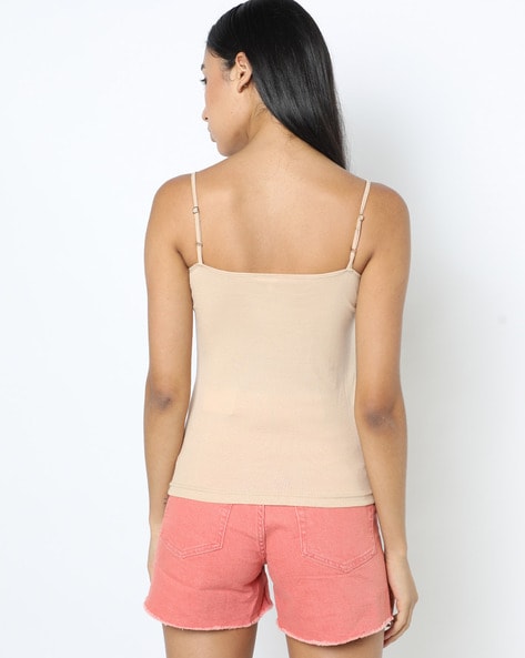 Women's Super Combed Cotton Rib Camisole with Adjustable Straps and  StayFresh Treatment - Light Skin